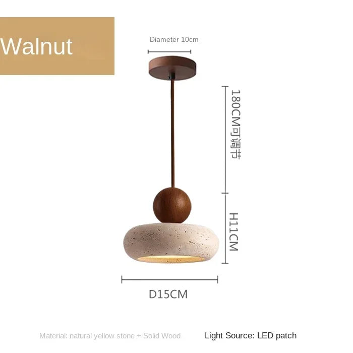 Pendant Light Natural Stone & Timber Adjustable Drop
