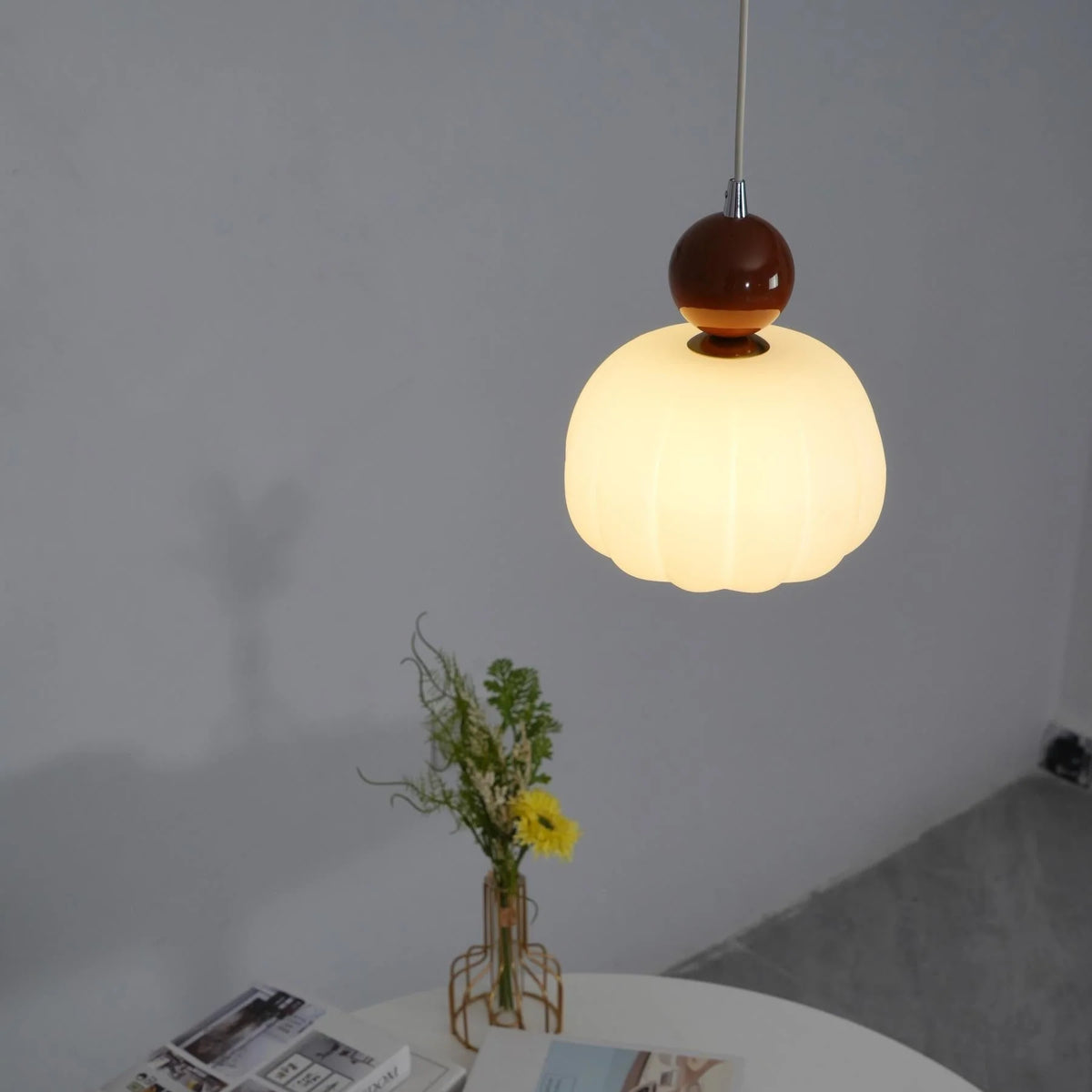 Pendant Light Organic Acrylic Satin Shade Adjustable Drop