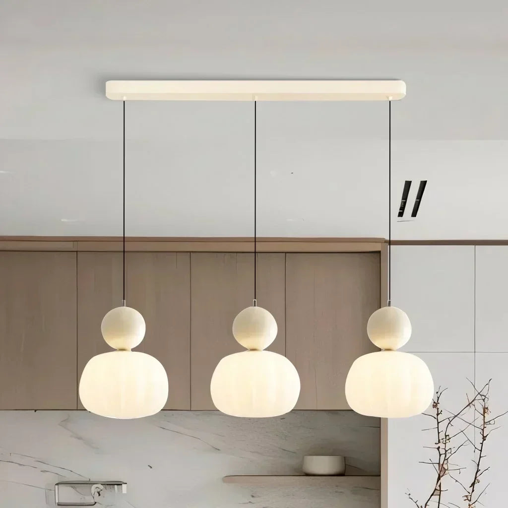 Pendant Light Ribbed Shade Integrated Warm LED & Reflective Interior