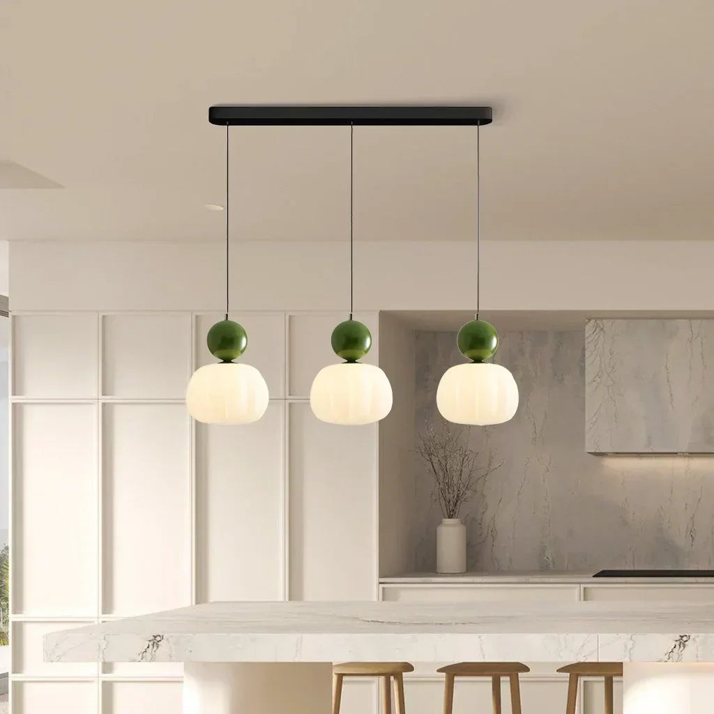 Pendant Light Ribbed Shade Integrated Warm LED & Reflective Interior
