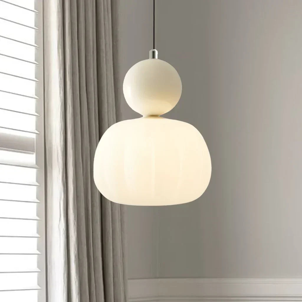 Pendant Light Ribbed Shade Integrated Warm LED & Reflective Interior