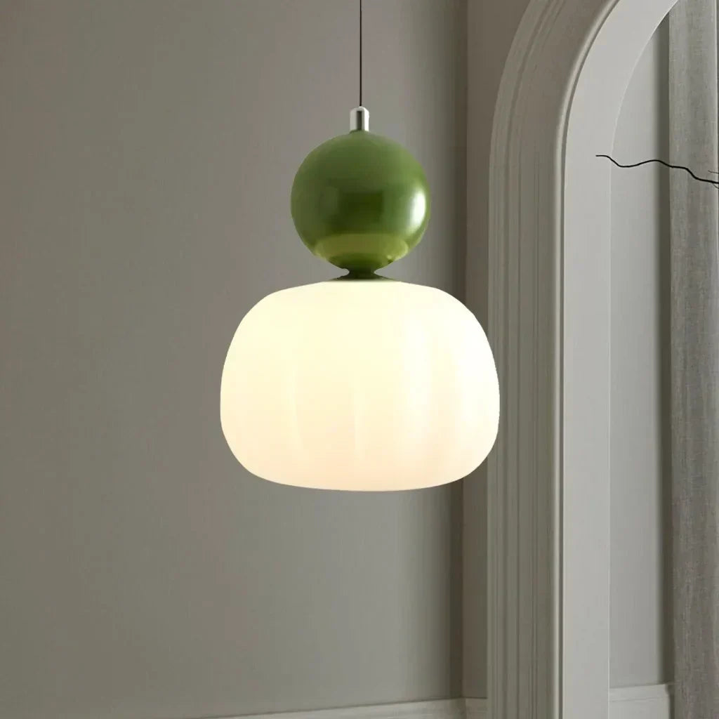 Pendant Light Ribbed Shade Integrated Warm LED & Reflective Interior