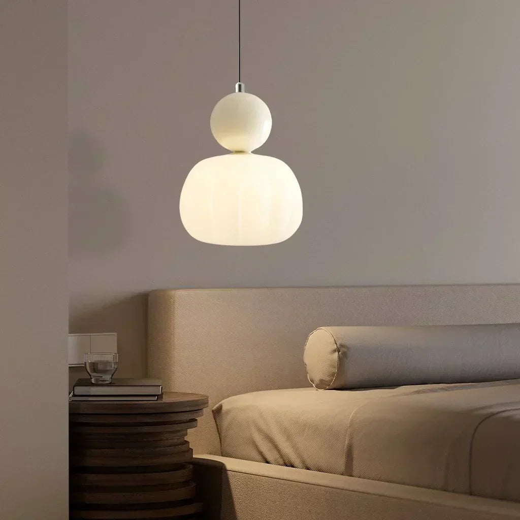 Pendant Light Ribbed Shade Integrated Warm LED & Reflective Interior