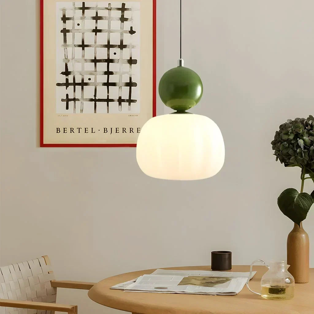 Pendant Light Ribbed Shade Integrated Warm LED & Reflective Interior