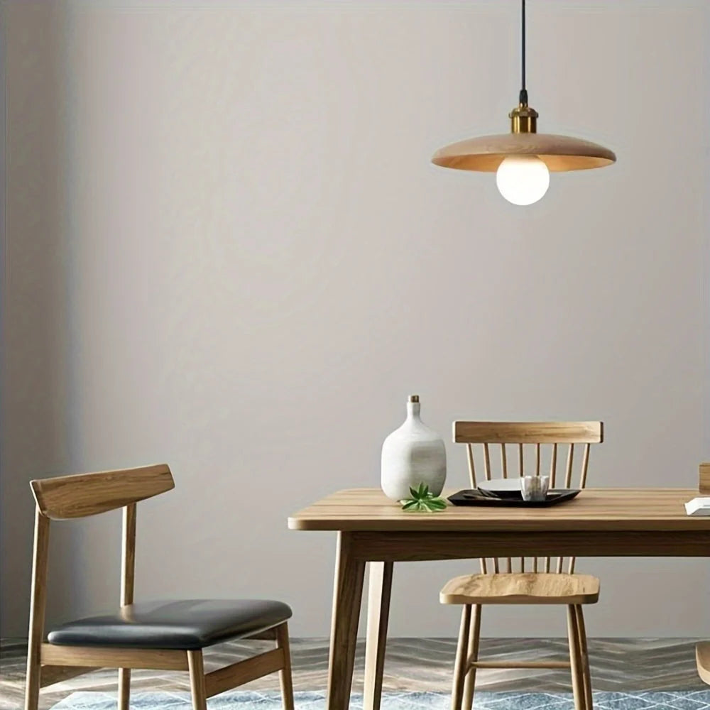 Pendant Light Solid Wood Warm Amber Glow Adjustable Drop