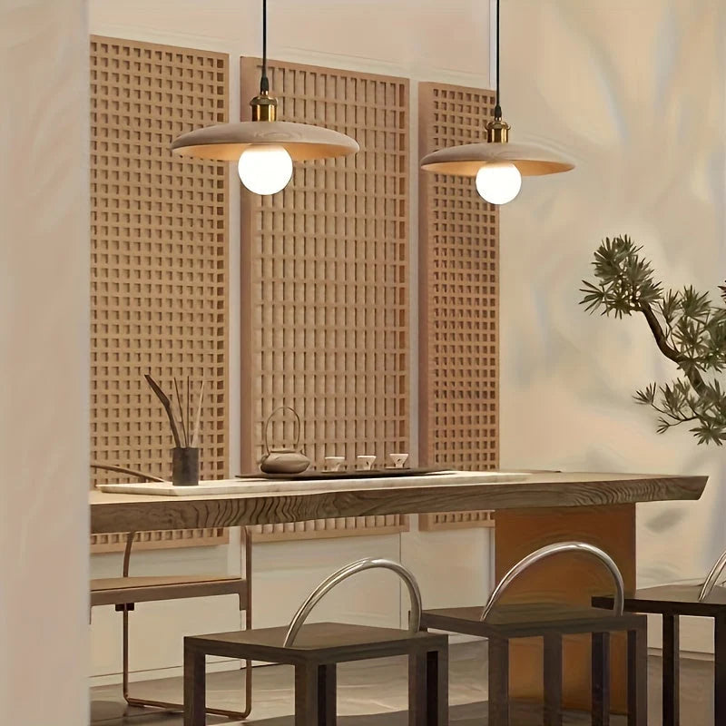 Pendant Light Solid Wood Warm Amber Glow Adjustable Drop