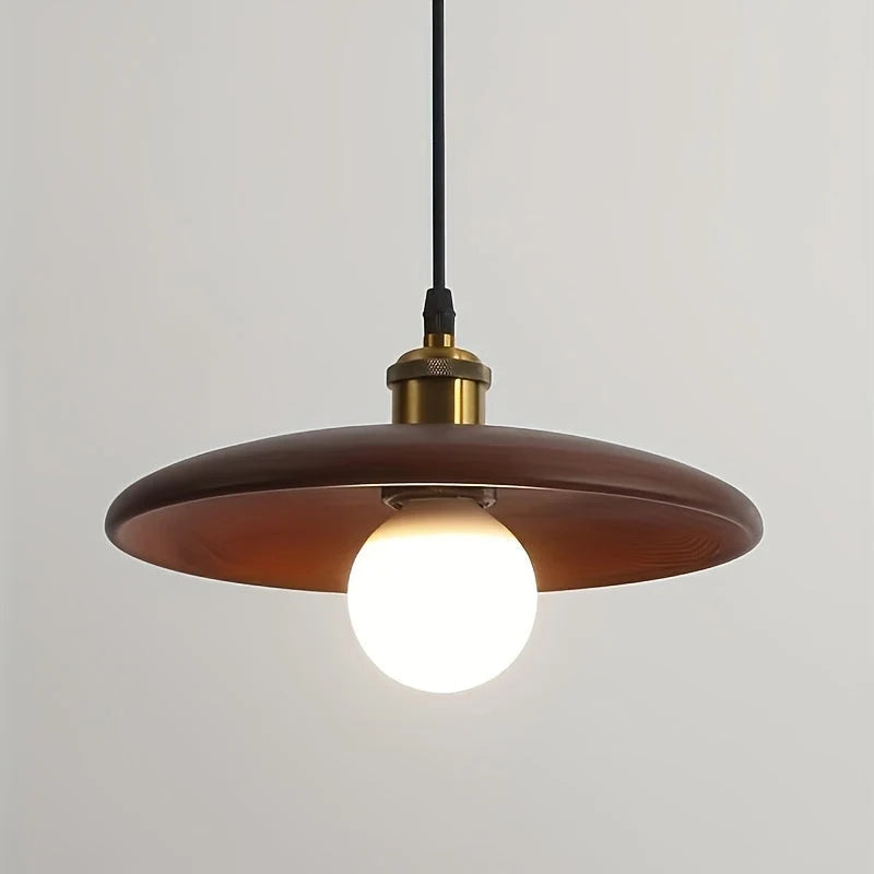 Pendant Light Solid Wood Warm Amber Glow Adjustable Drop