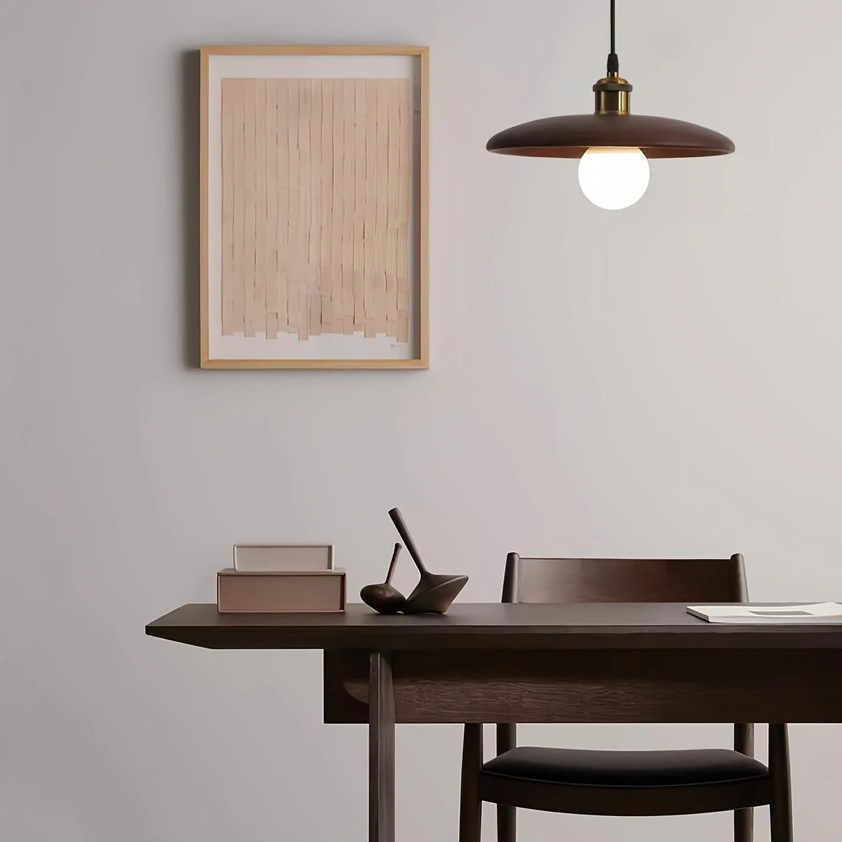 Pendant Light Solid Wood Warm Amber Glow Adjustable Drop