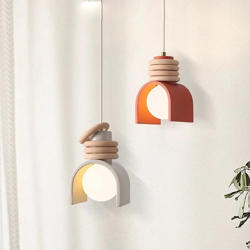 Pendant Light Textured Resin Shade Warm Mottled Glow