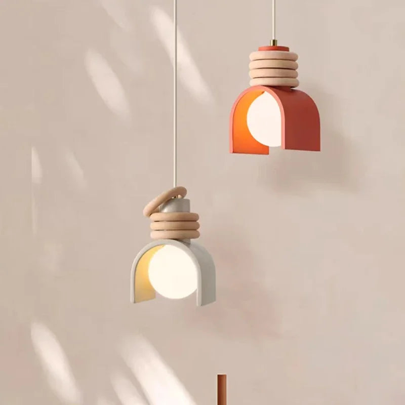 Pendant Light Textured Resin Shade Warm Mottled Glow