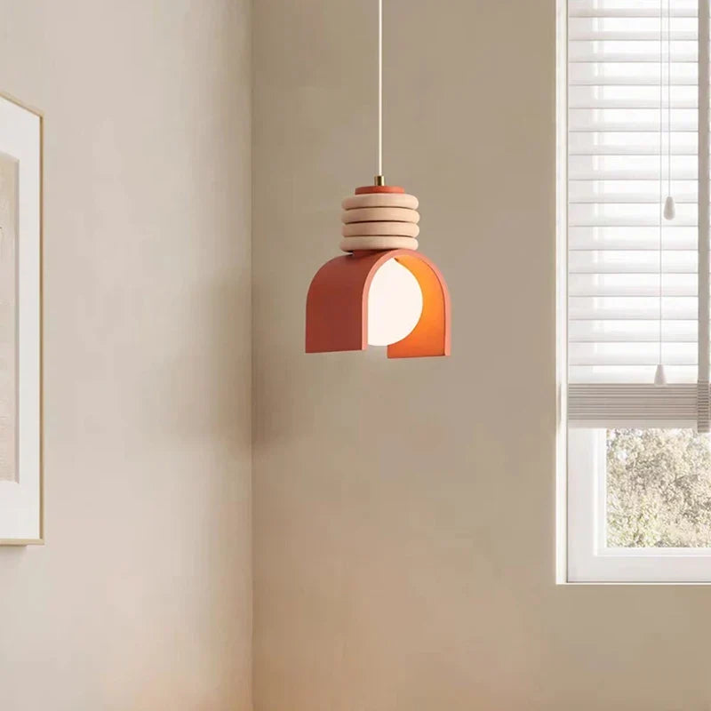 Pendant Light Textured Resin Shade Warm Mottled Glow