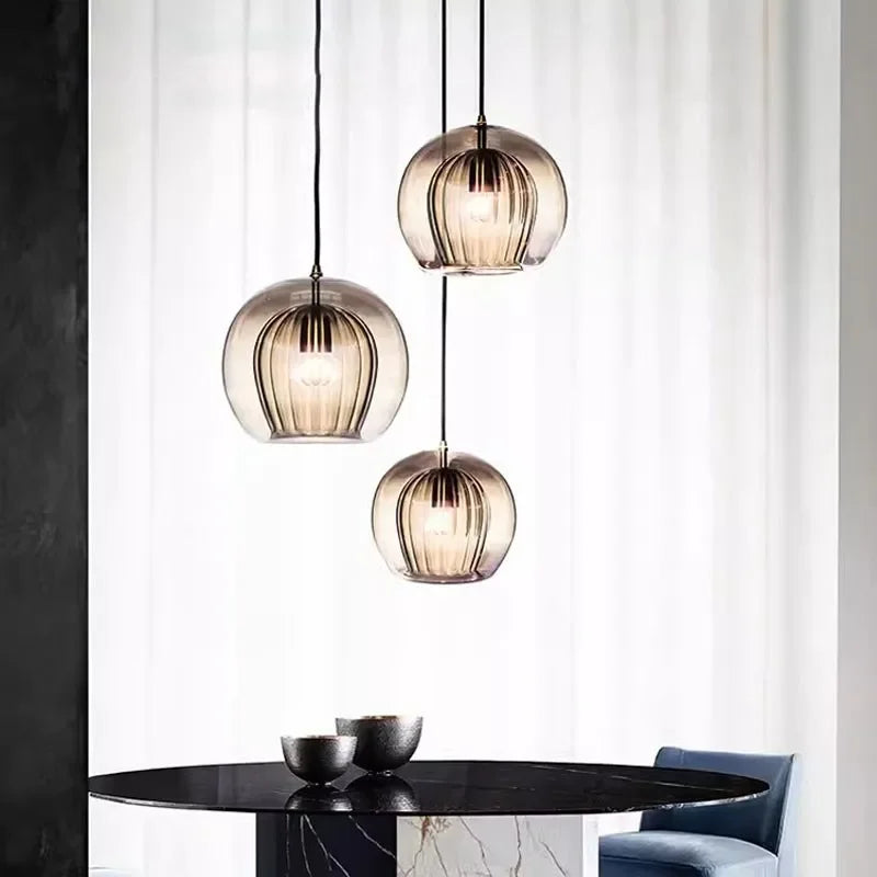 Pendant Light Treated Glass Diffused Light Adjustable Drop