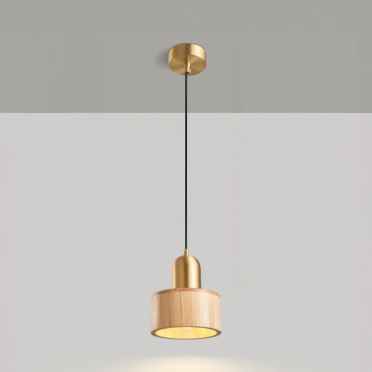 Pendant Light Walnut & Brass Focused Beam Adjustable Drop