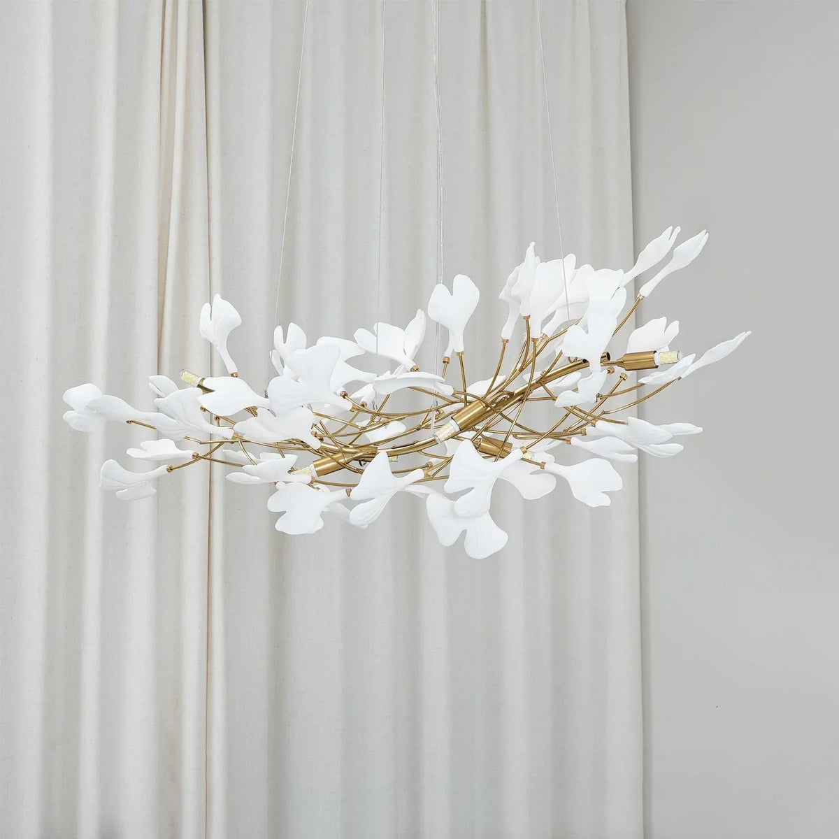 Pendant Light White Ceramic U-Shaped Design Adjustable Suspension
