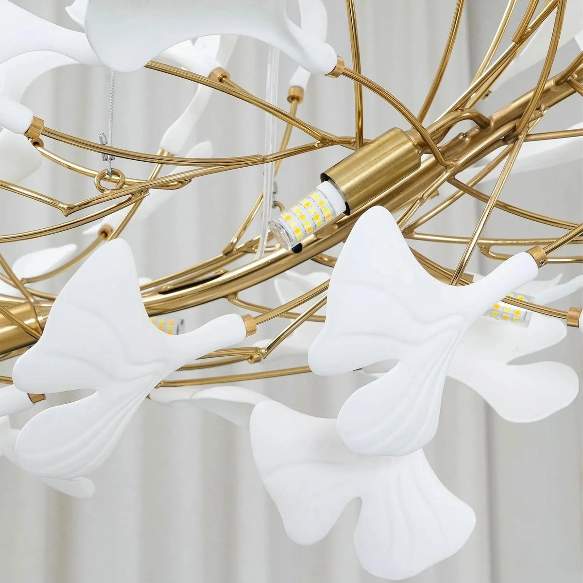 Pendant Light White Ceramic U-Shaped Design Adjustable Suspension