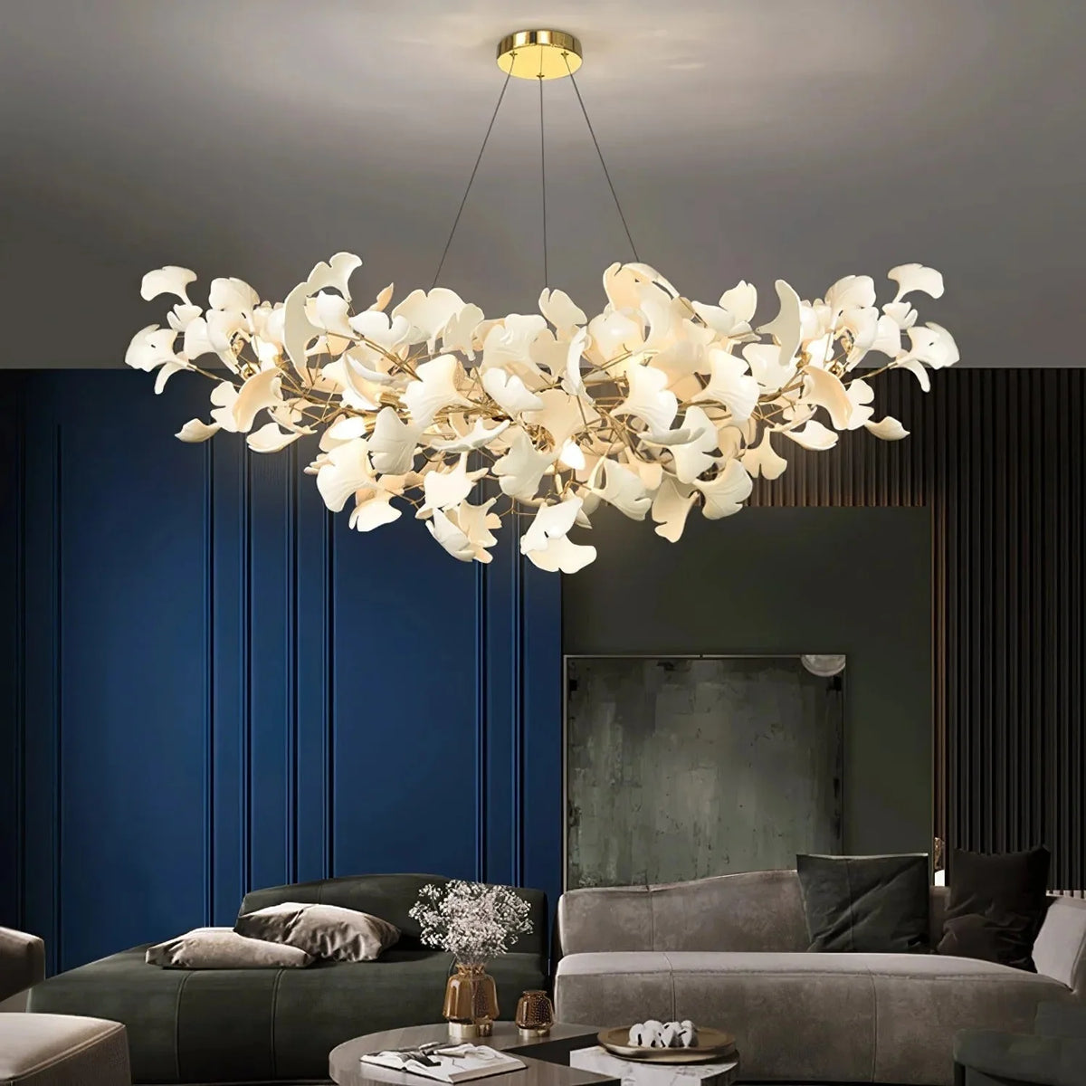 Pendant Light White Ceramic U-Shaped Design Adjustable Suspension