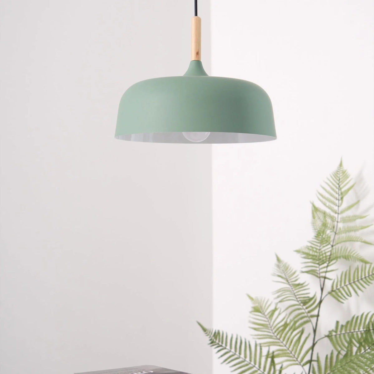 Pendant Light Zinc Alloy & Solid Wood Adjustable Cord