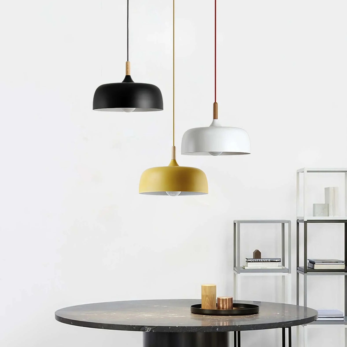 Pendant Light Zinc Alloy & Solid Wood Adjustable Cord