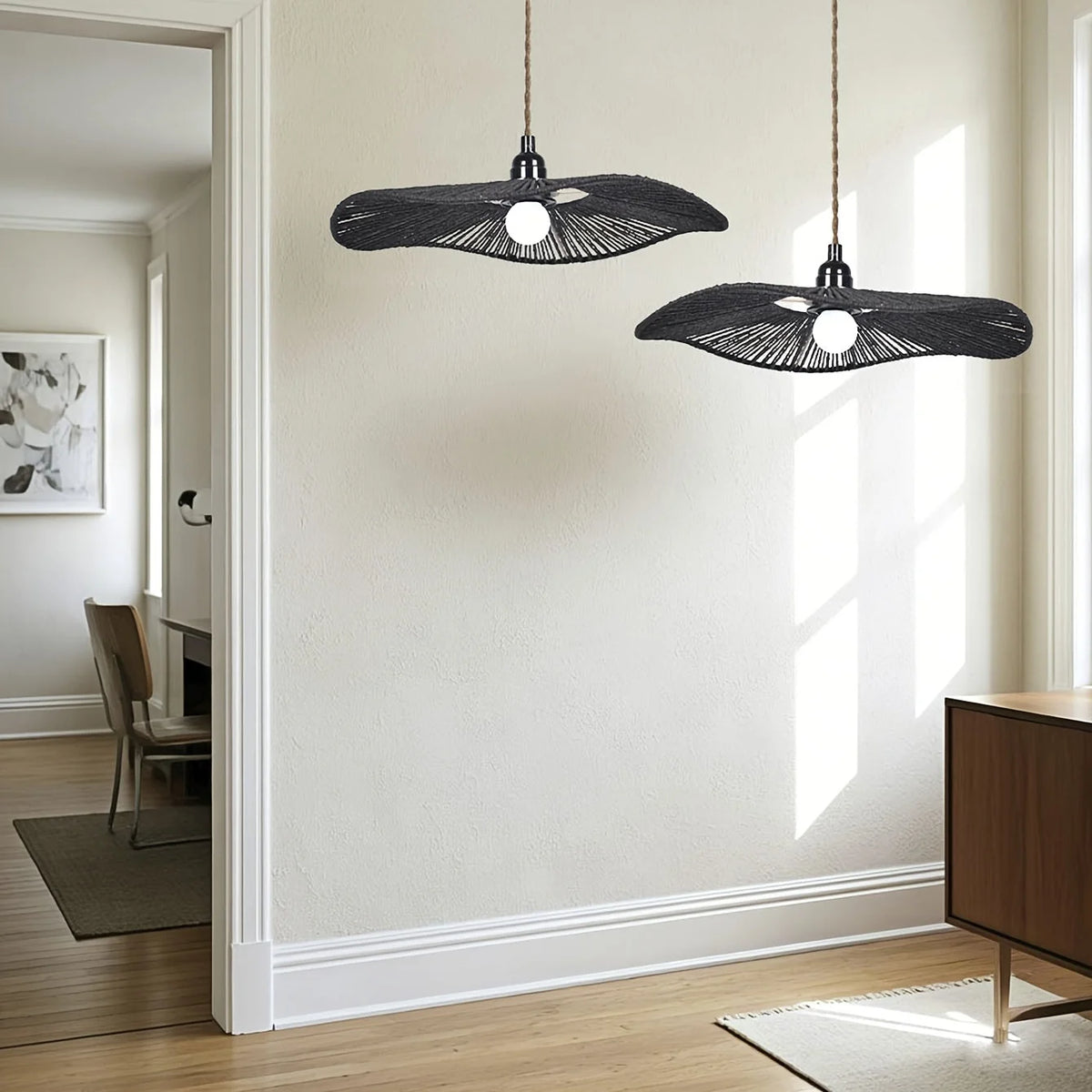 Pendant Shade Sculpted Handwoven Paper Rope Fits Standard Fittings
