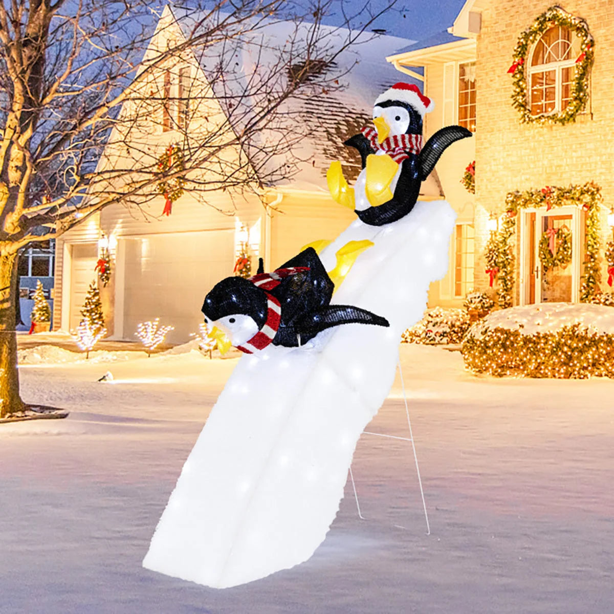 Penguin Christmas Decoration 130 LED Weatherproof 4 Ft Tall