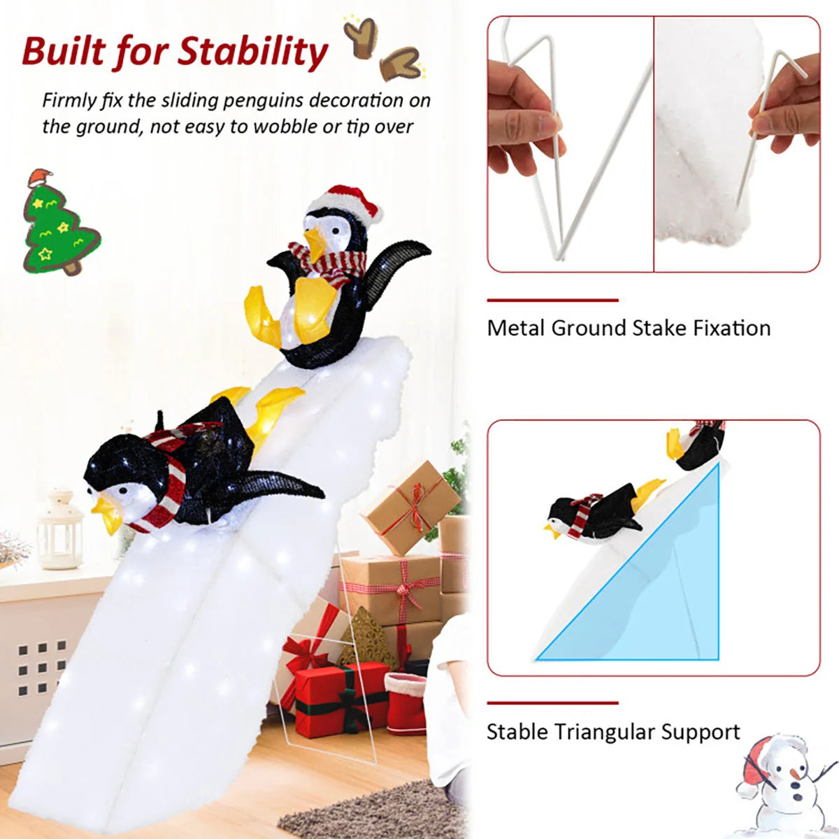 Penguin Christmas Decoration 130 LED Weatherproof 4 Ft Tall