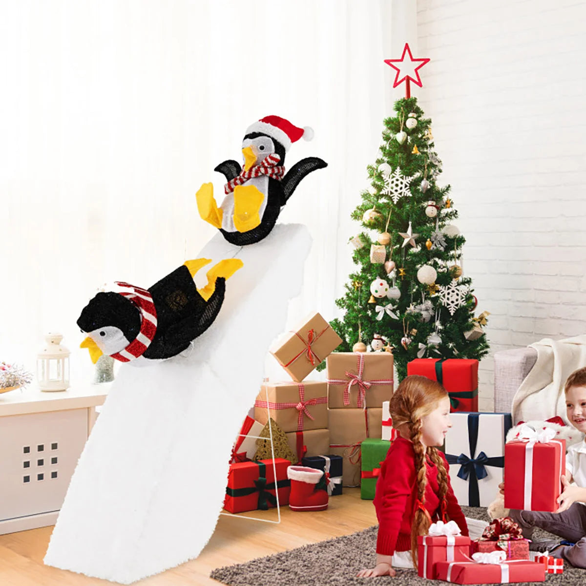 Penguin Christmas Decoration 130 LED Weatherproof 4 Ft Tall