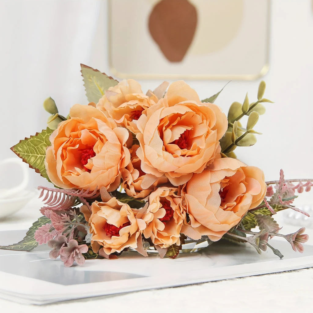 Peony Bouquet Realistic Layered Blooms Wired & Trimmable Stems
