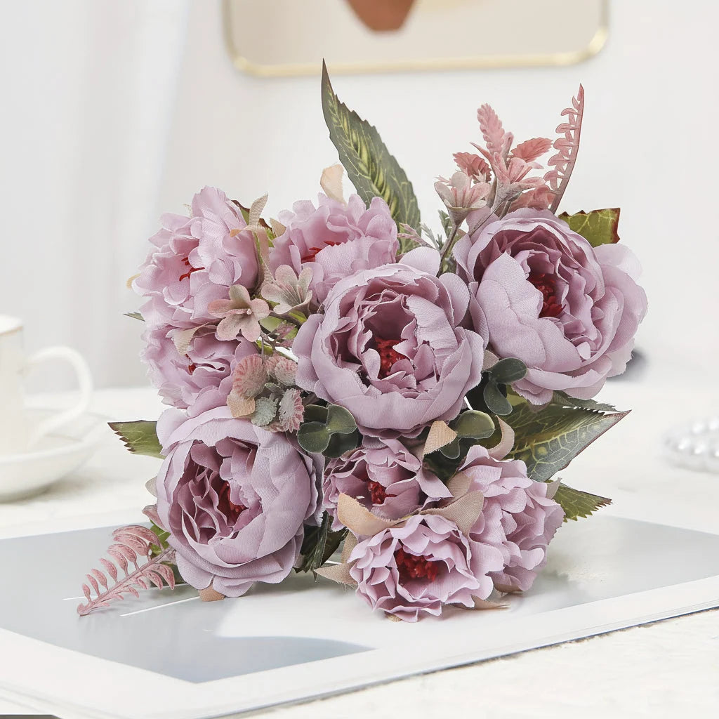 Peony Bouquet Realistic Layered Blooms Wired & Trimmable Stems