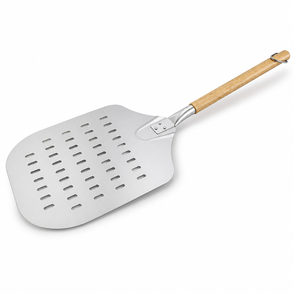 Perforated Stainless Steel Pizza Peel (Detachable Wooden Handle)