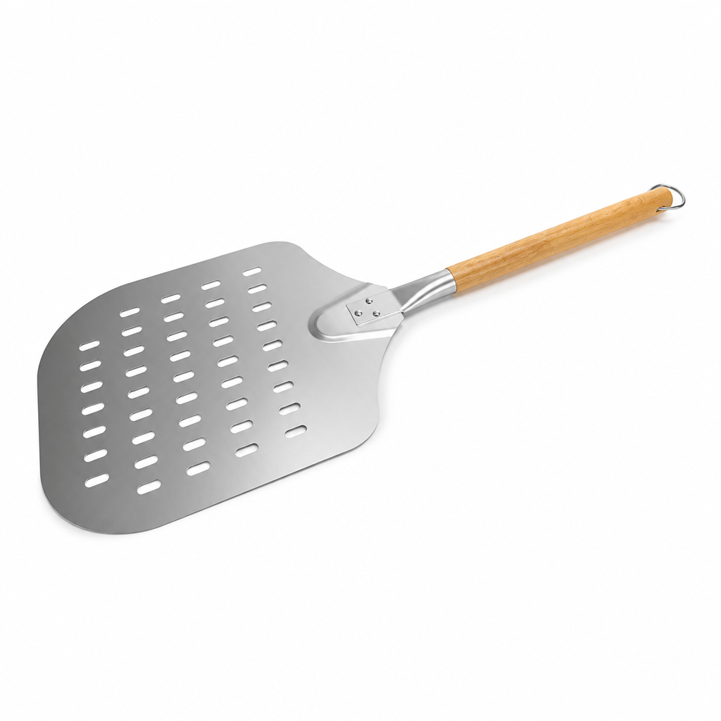 Perforated Stainless Steel Pizza Peel (Detachable Wooden Handle)