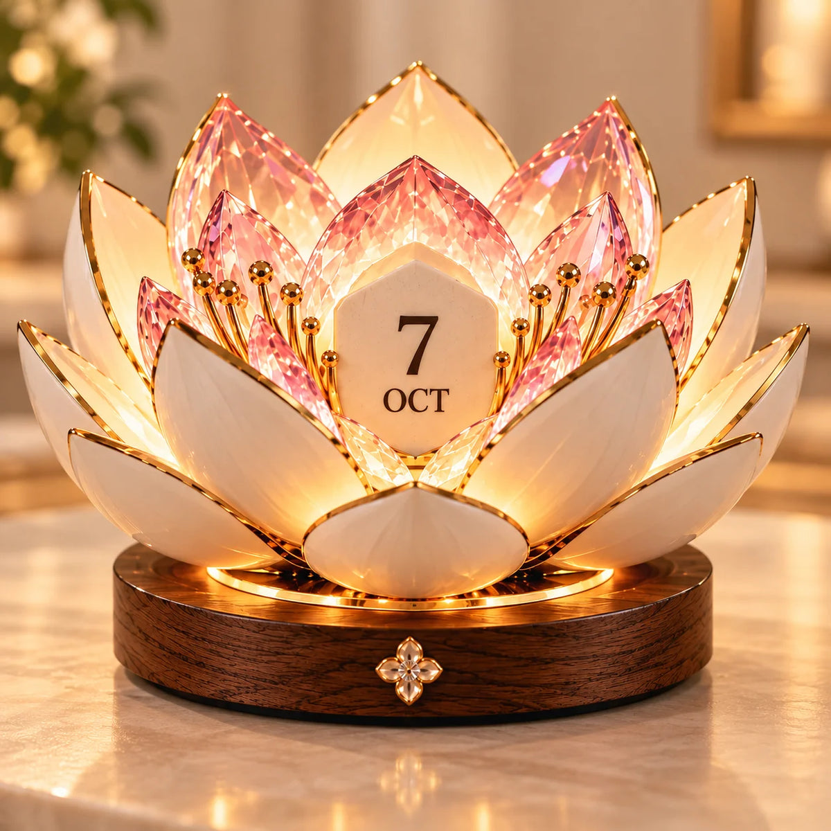 Perpetual Calendar Blooming Flower Desktop Display