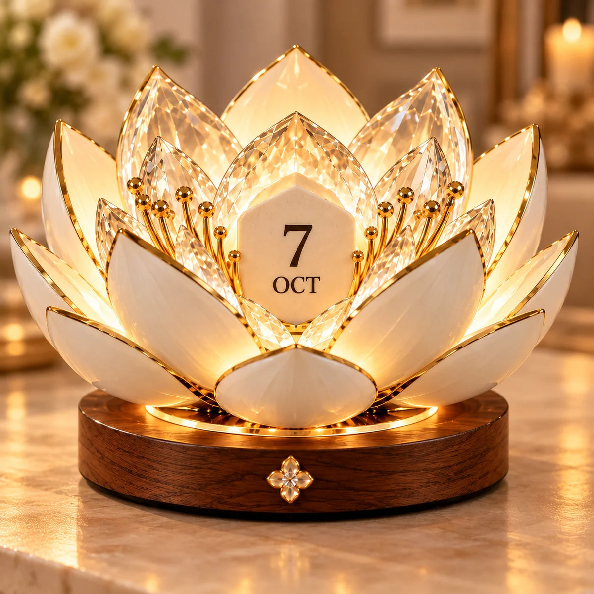 Perpetual Calendar Blooming Flower Desktop Display