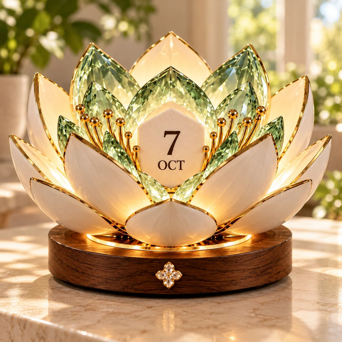 Perpetual Calendar Blooming Flower Desktop Display