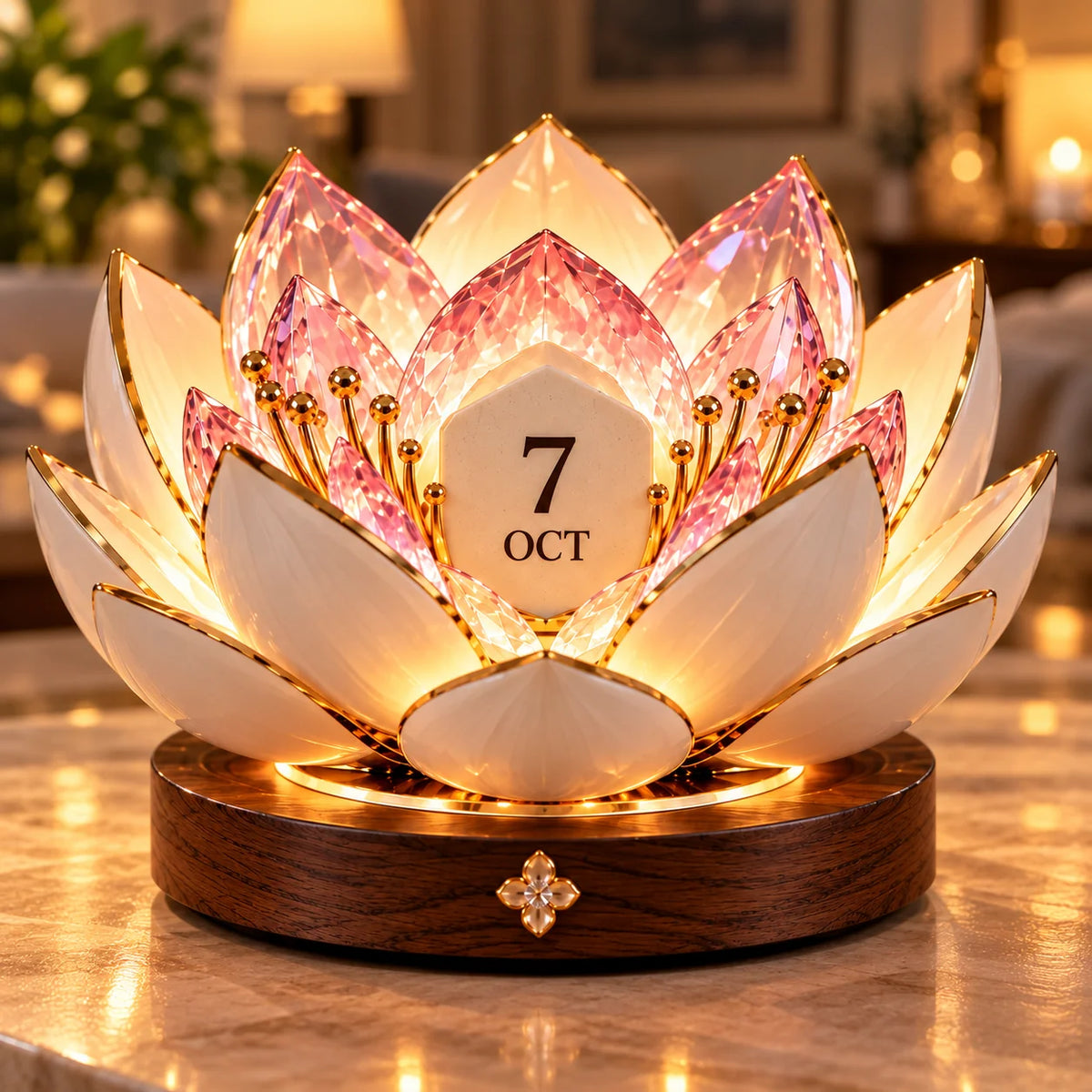Perpetual Calendar Blooming Flower Desktop Display