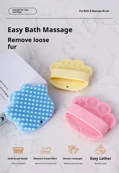 Pet Bath Brush Soft Silicone Tips Wet or Dry Use