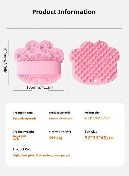 Pet Bath Brush Soft Silicone Tips Wet or Dry Use
