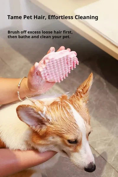 Pet Bath Brush Soft Silicone Tips Wet or Dry Use