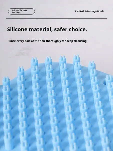 Pet Bath Brush Soft Silicone Tips Wet or Dry Use