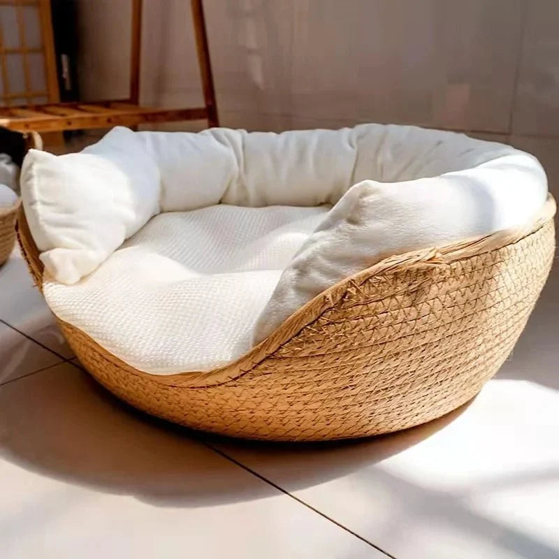 Pet Bed Bamboo Wicker Breathable Wipe-Clean