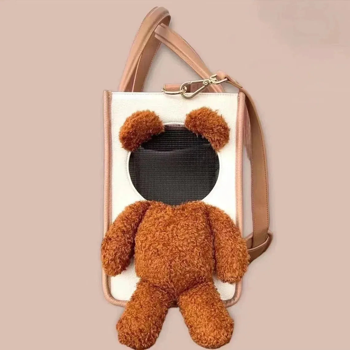 Pet Carrier Breathable Mesh Viewing Window Water-Resistant Vegan Leather