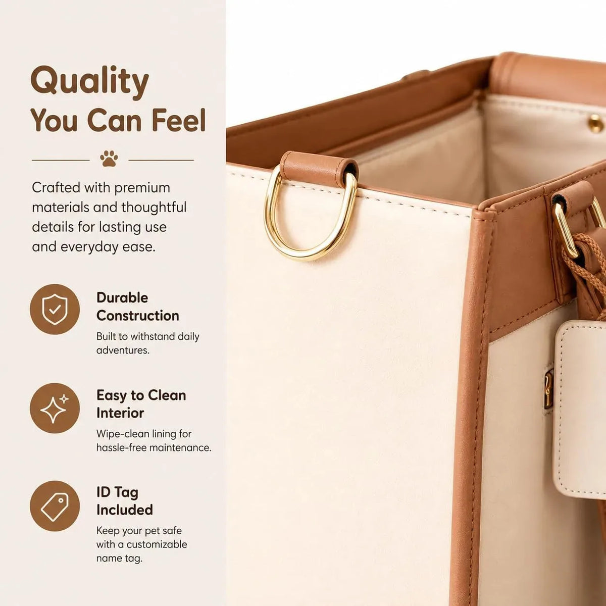 Pet Carrier Breathable Mesh Viewing Window Water-Resistant Vegan Leather