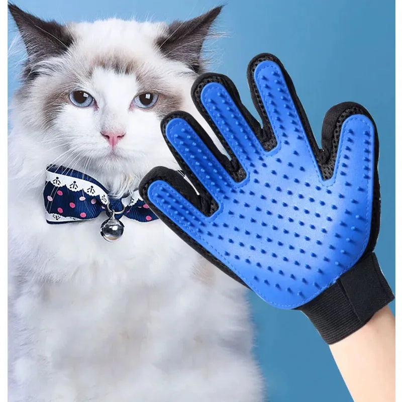 Pet Deshedding Glove Silicone Tips Bath Mitt for Dogs & Cats