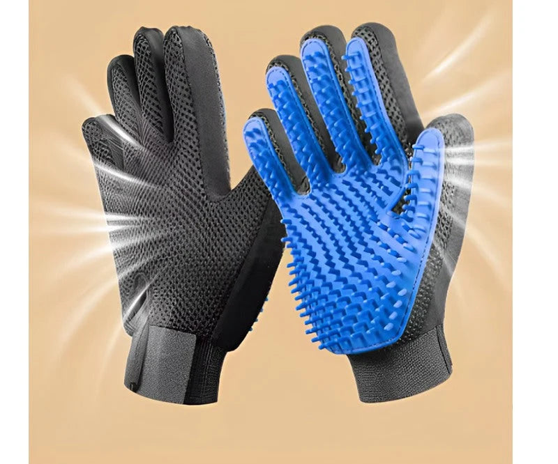 Pet Deshedding Glove Silicone Tips Bath Mitt for Dogs & Cats