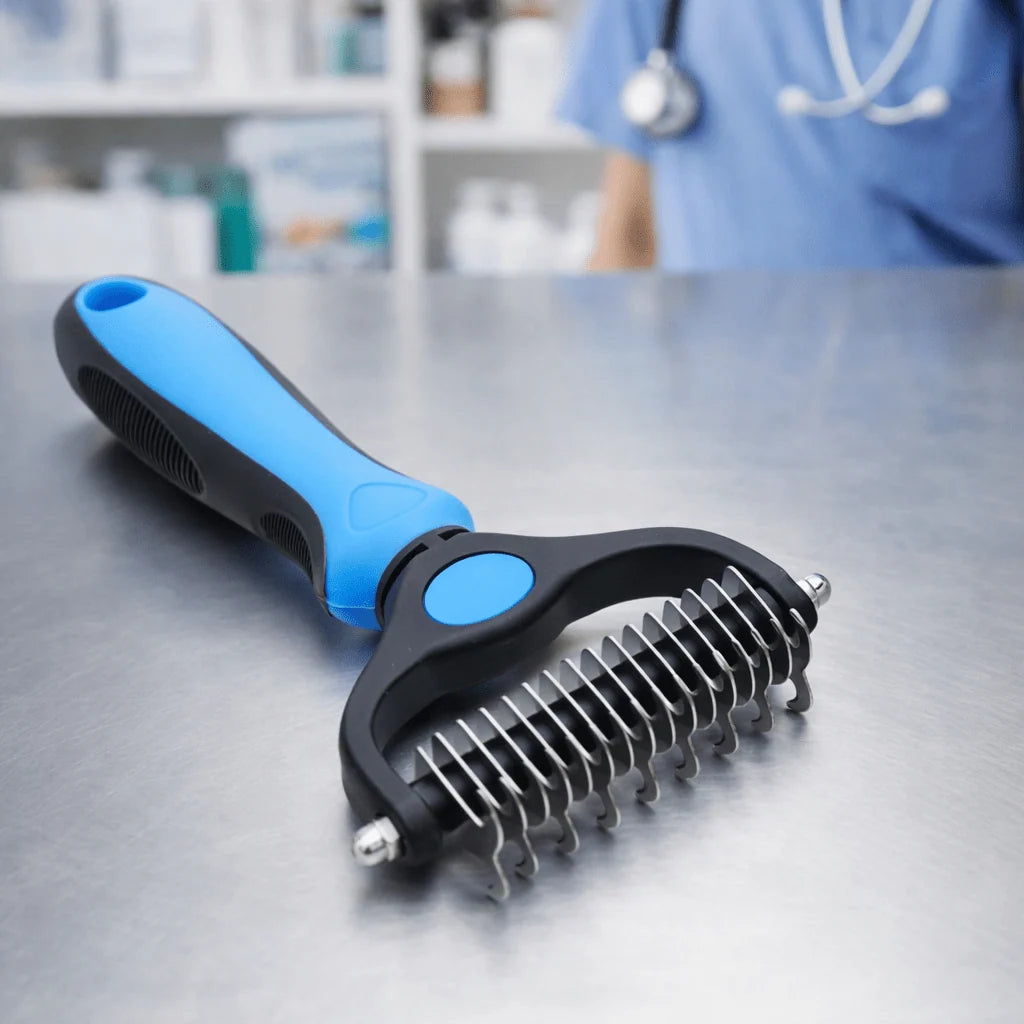 Pet Grooming Brush Gentle Bristles Ergonomic Handle Loose Hair Removal
