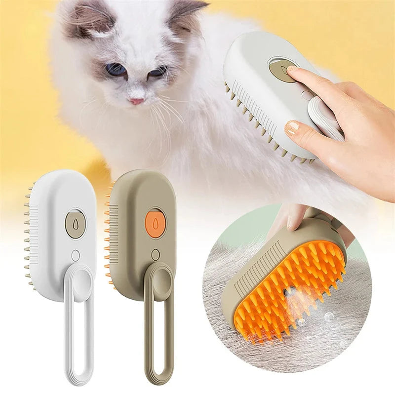 Pet Grooming Brush One-Touch Steam USB-Rechargeable