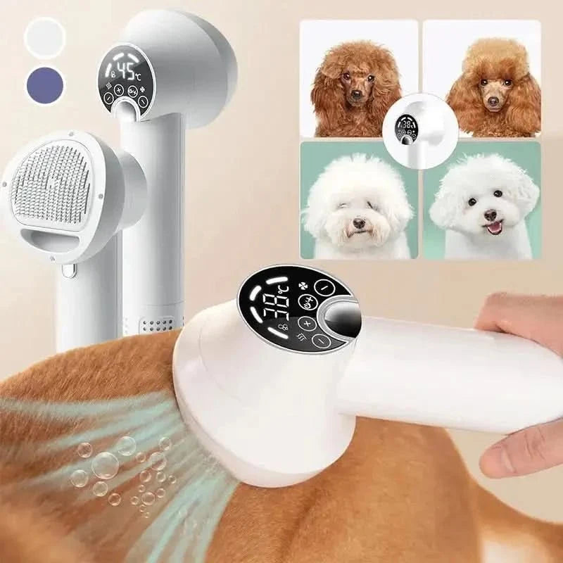 Pet Grooming Dryer Brush Warm Airflow Adjustable Temperature