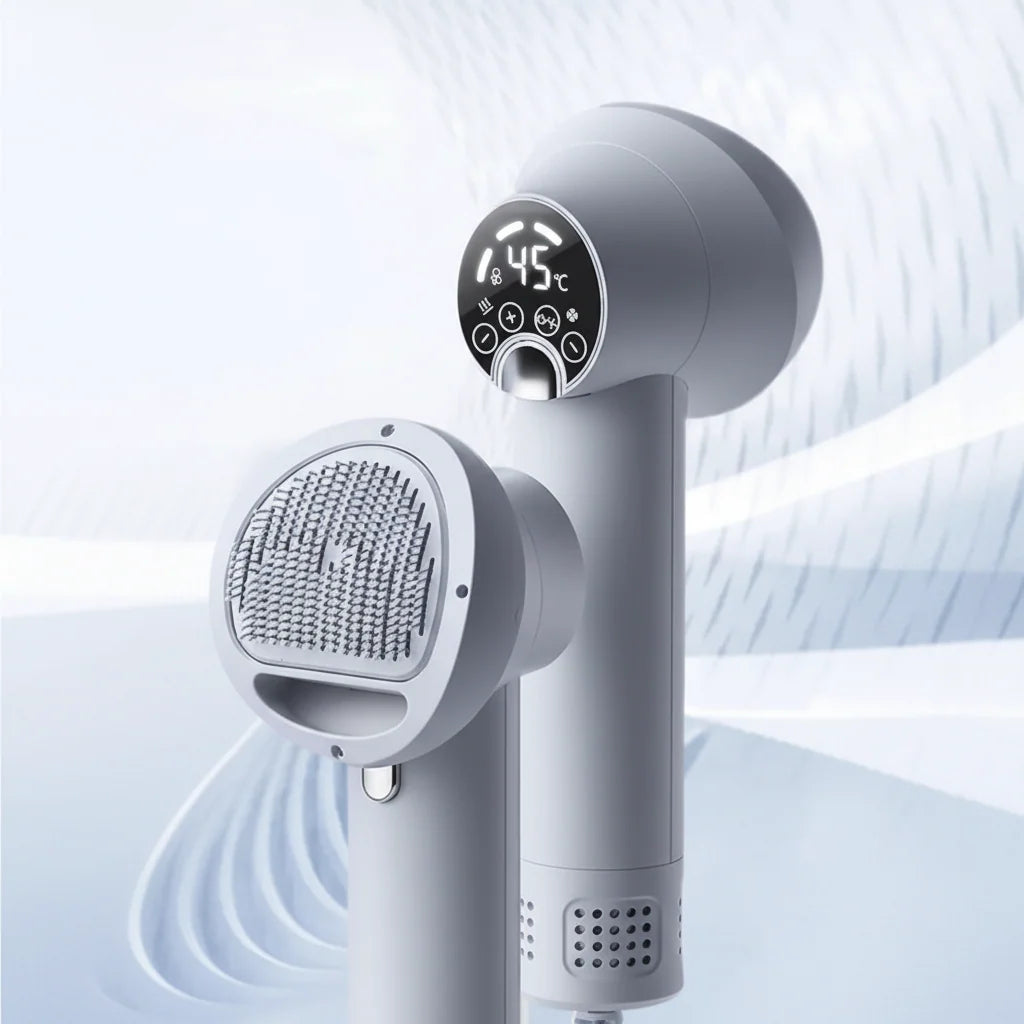 Pet Grooming Dryer Brush Warm Airflow Adjustable Temperature