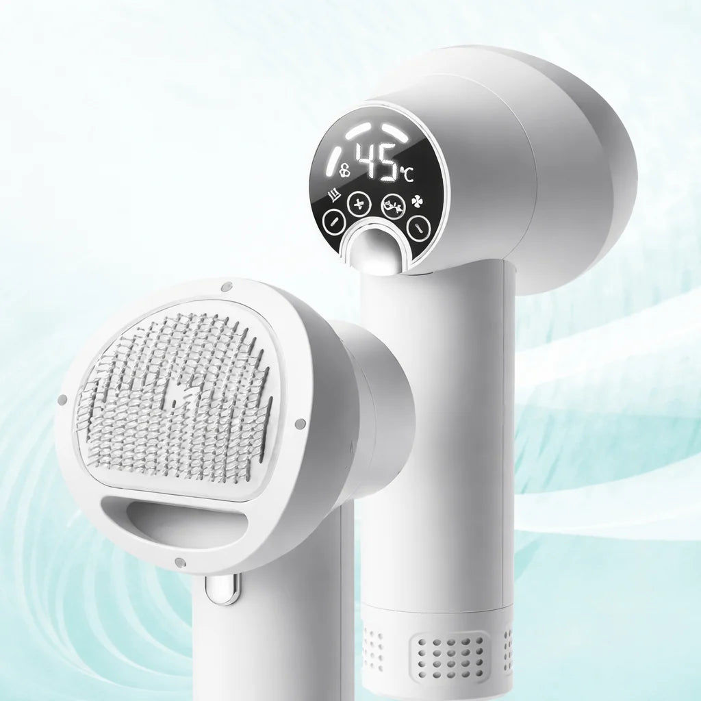 Pet Grooming Dryer Brush Warm Airflow Adjustable Temperature