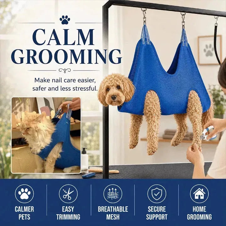 Pet Grooming Hammock Four-Leg Openings for Nail Trimming