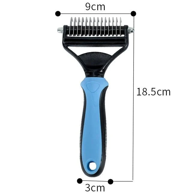 Pet Grooming Rake Two-Sided Detangling & Deshedding Gentle Teeth